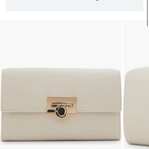 Ted Baker London Cream Clutch with Gold Accent